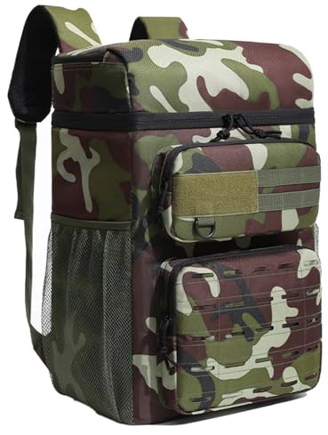 KEAIDUO Large Insulated Picnic Bag 23L, Cooler Backpack for Men Women, Double Layer Waterproof Leakproof Insulated Durable Picnic Bag for Work Hiking Camping Green Camo
