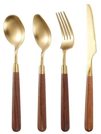 Ensemble de Couverts avec Manche en Bois en Acier Inoxydable 304, Couteau, Fourchette, cuillère, 2/4 pièces, fourchettes de Table, Ensemble de Couverts de Luxe