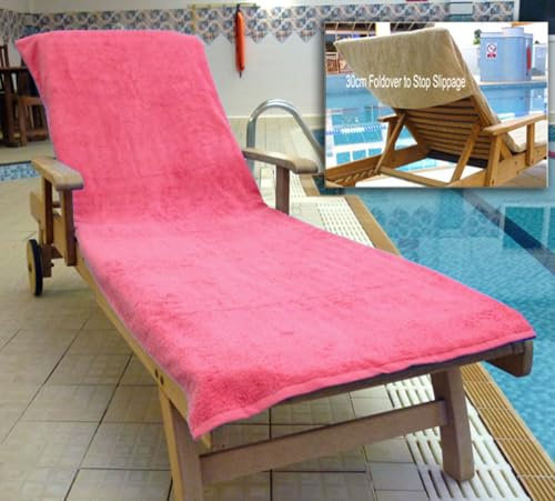 Bana Kuru Sun Lounger Towel - Chlorine & Sun Resistant Sunbed Towel Cover - Hot Pink - 400gsm
