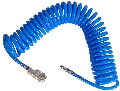 SRJQXH Tubo Aria Compressa Spirale 6 Metri, PU Antideflagrante Tubo con 1/4 Connettore, Diametro 5 × 8 mm con Attacco Rapido, Accessori Compressore Aria (Blu)