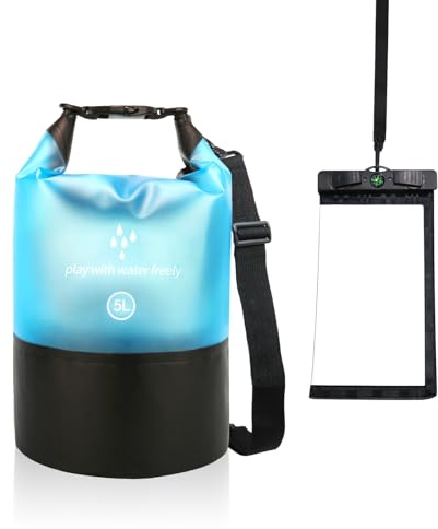 Rosedreamer Dry Bag wasserdichte Tasche 5L wasserdichte Taschen Seesack Packsack mit Handytasche und Gurte für Schwimmen Baden Strand Kanu SUP Tauchen Angeln Camping und Strand