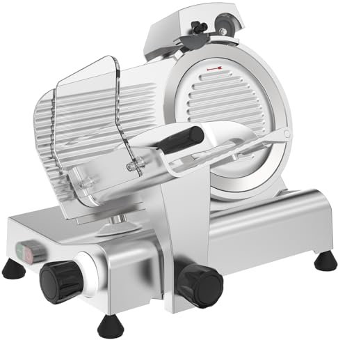 XRSMOU Meat Slicer Machine,10 Inch Commercial,Frozen Deli Slicer,Premium Semiauto Foody Slicer,Low Noises,for Restaurant Kitchens