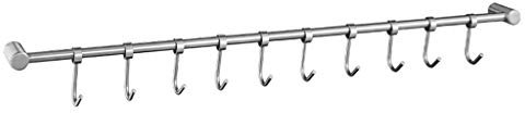 Duyeuau Soporte de acero inoxidable para colgar en la pared, para cocina, tapa recta, utensilios de cocina, toallero de baño con ganchos deslizantes