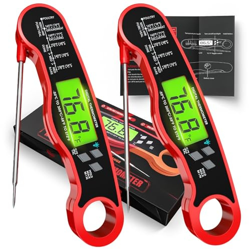 Digitales Fleischthermometer zum Kochen, IP67 wasserdichtes Küchenthermometer mit Hintergrundbeleuchtung und Halt, schnelles sofortiges Ablesen von Lebensmitteln, Süßigkeitenherstellung, Außengrill