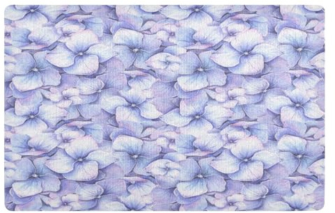 Paillasson antidérapant avec motif fleurs d'hortensia violet - 50 x 80 cm