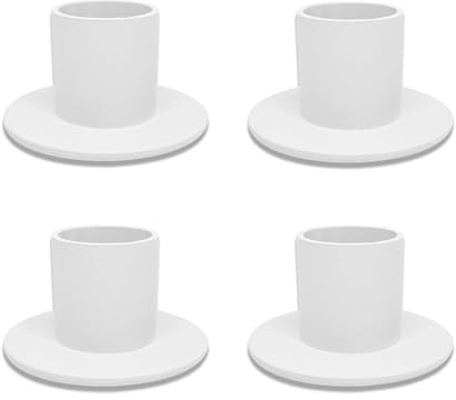 KOMUNJ 4 Stück Weiß Kerzenständer, Retro Candlelight Dinner Kerzenhalter, Stilvolles Design, Kerzenständer für eine Elegante Raumdekoration