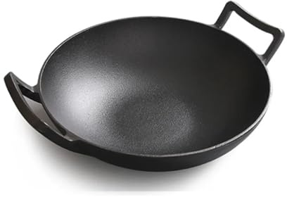 LCKKJHG wokpfanne gusseisen Flacher Boden, Durchmesser 36 cm