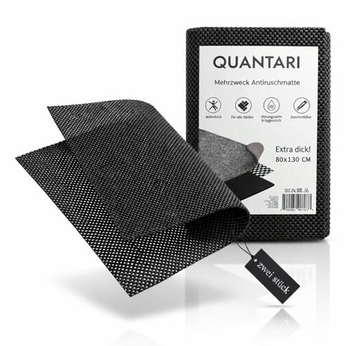 QUANTARI Antirutschmatte 80x130 cm 2er Set Schwarz, Extra Starke, Dicke Teppichunterlage aus PVC, zuschneidbar und waschbar, rutschfest für Teppich, Läufer auf Parkett, Laminat, Fliesen, Vinyl