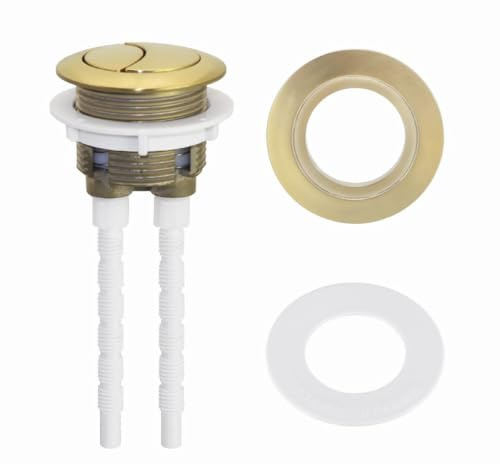 Housler®Brushed Brass Dual Flush Button Universal to Fits any Size (38mm-48mm-58mm) Cistern Hole. Comes with Flange to Provide Cover for Bigger Size of Cister Push Button Hole