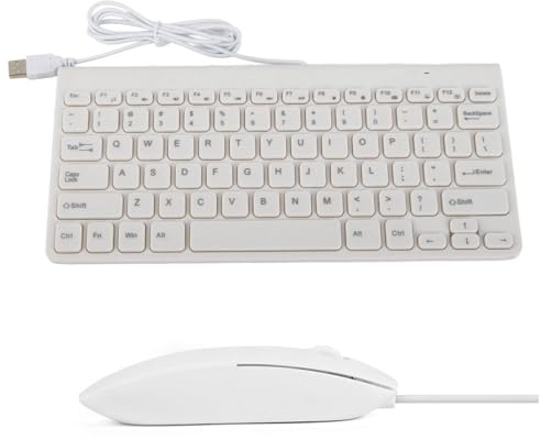 Bewinner Ensemble Clavier et Souris Filaire USB Compact et Ultra Fin, Facile à Utiliser pour Le Travail de Bureau et la Vie de Divertissement pour PC et Ordinateur Portable (White)