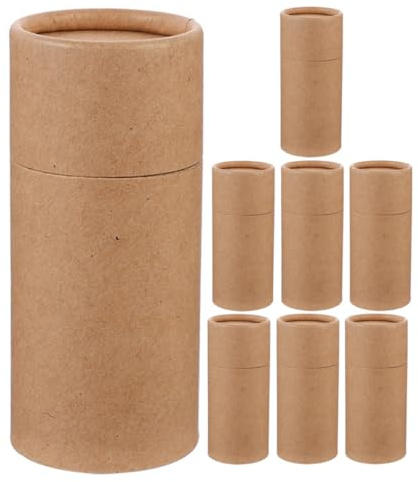 Generisch 8 Stück Kleine Bastelbox aus Papier mit Deckel 50 Ml Runde Versandhülsen für Ätherische Öle und Teeblätter Vielseitige Aufbewahrung für Zuhause und Handwerk