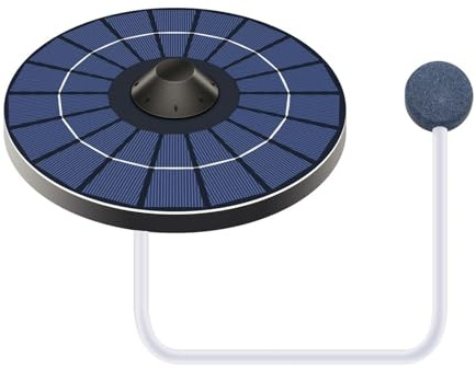Solar Teichbelüfter 2,5 W schwimmend, Sauerstoffpumpe mit Ausströmerstein, leise Luftpumpe für Fischteich Aquarium Vogeltränke Gartenteich, 18x18 cm