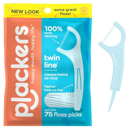 Plackers Whitening Twin Line Floss Picks - 75 ct - 3 pk
