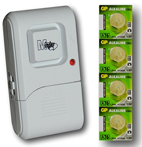 EPOSGEAR Mini Glass Minder 110dB Door Window Vibration Shock Security Alarm with Warning Sticker - Perfect for Caravans, Sheds and Greenhouses (1, With Batteries)