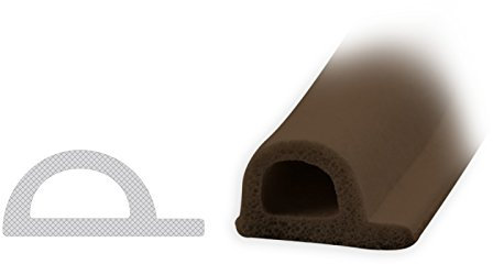 DIWARO® Selbstklebende - Dichtung SK002 P-Profil | braun | 5 Meter | geeignet als Fensterdichtung wie auch als Türdichtung. Mit starken und sehr haltbaren Klebeboden.