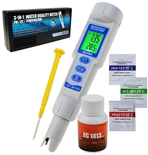 PH / EC / Temp Mètre 3 En 1 ATC Imperméable À L'eau Avec Lumière Noire Kit D'analyse De Moniteur De Testeur De Moniteur De Qualité De L'eau Pour Aquariums Hydroponics Pool Spa Eau Potable Laboratoire