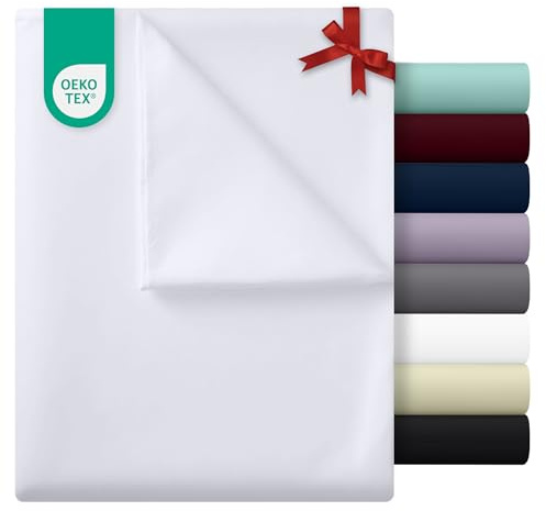 Utopia Bedding - Flach Laken ohne Gummizug - 270 x 290 cm - Oeko-TEX Zertifiziert - Weich Gebürstetes Polyester – Mikrofaser – Flaches Blatt – Weiß