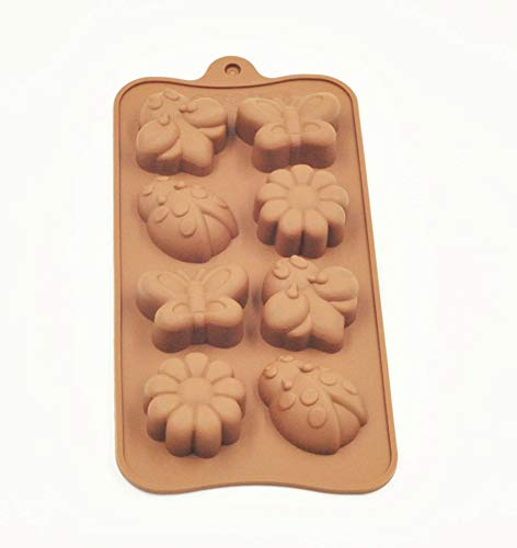 Selecto Bake 8 Cavity Insect Silicone Mould Set, 1 Pcs Mini Butterfly Snail Ladybug Bee Bug Chocolate Candy Mold, Made Little Candy Soap Crayon Wax Melt Ice Cube Mould Tray