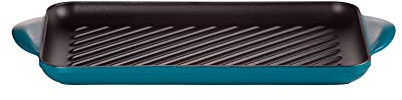LE CREUSET Rechteckige Grillplatte aus Gusseisen, 32 cm, Für alle Herdarten inkl. Induktion geeignet, Deep Teal, 20202326420460