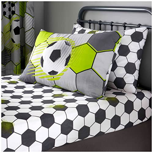 GC GAVENO CAVAILIA Kids Printed Sheet Set, Easy Care Polycotton Children Bedding, Single, Football Stamp