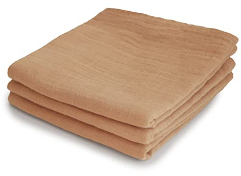 mushie Musselin-Babytücher | 100% Bio-Baumwolle | 59,7 x 59,7 cm (Fallgelb) 3er-Pack