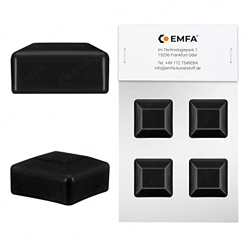 EMFA Fence Post Cap 70 x 70 mm 4 Pieces Black Post Cap Square Fence Post Caps Fence Cover Plastic Cover Fence Caps 7 x 7 cm