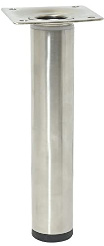 WAGNER Möbelbein/Tischbein/Möbelfuß/Verstellfuß Telescope - Ø 30 x 160-250 mm, Anschraubplatte 60 x 60 mm, ausziehbar, Industriestahl pulverbeschichtet Edelstahl-Optik - 12182901