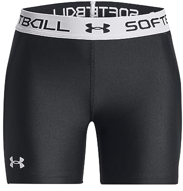 Under Armour Girls Softball Slider Shorts, (001) Black / / White, Large