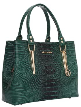 Pelle Luxur Sac à main croco PU | Sac à main pour femme | Vert, Vert