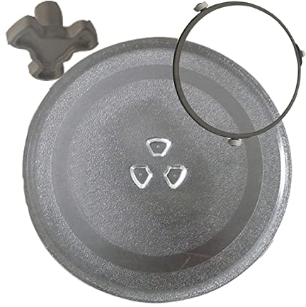 WORDFUN Drehteller Für Mikrowelle - Glasdrehteller Für Mikrowellen - Mikrowellenteller - 27cm Glasteller Drehteller -315mmGlasteller, Mikrowelle-Drehteller-Glasplatte Mit 3 Fixierern