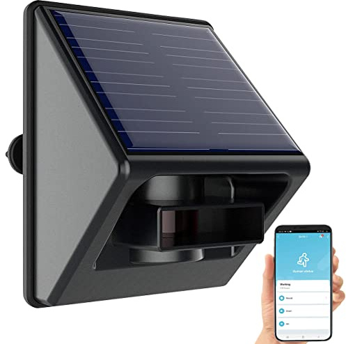 Luminea Home Control Bewegungsmelder Elesion: ZigBee-kompatibler Outdoor-PIR-Sensor mit Solarpanel, App, IP55 (ZigBee Bewegungsmelder Outdoor, außen, Alarm)