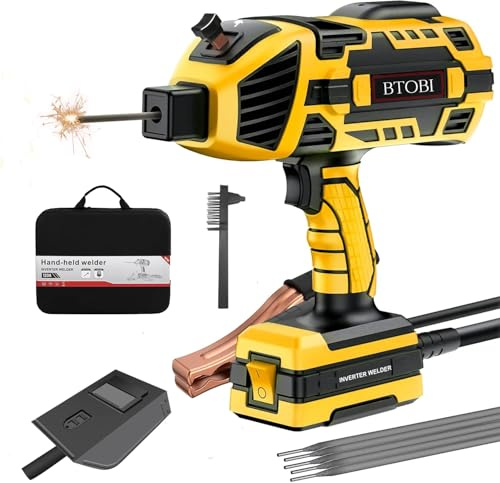 Máquina de soldar de mano, soldadora de arco portátil, soldadora de mano, para soldadora de barra de 3/32-1/8, BTOBI 110V, inversor IGBT con juego de herramientas de soldadura y caja de herramientas
