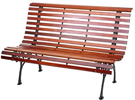 Mendler Gartenbank HWC-F97AM, Sitzbank Parkbank Holzbank, 2-Sitzer Gusseisen Holz 122cm 22kg - braun