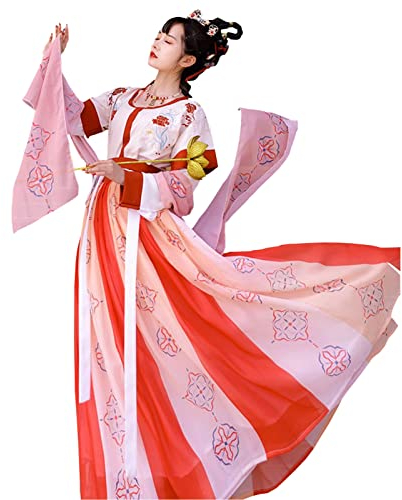 HYCLAM Hanfu Robe Hanfu Femme Style Chinois Costume De Danse Étudiant Robe De Fée Fluide Déguisement Cosplay (Color : Pink, Taille : XL)