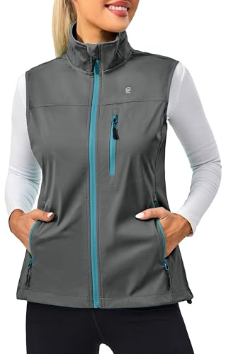 Little Donkey Andy Lightweight Cycling Vest Windproof Sleeveless Jacket for Women Water-Repellent Stretch Vest for Running Cycling（Pure Gray L）
