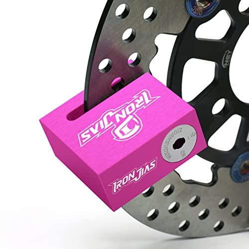 Lucchetto a disco per moto, antifurto impermeabile, serratura a disco senza allarme, serratura a disco del freno 7 mm in lega con cavo di memoria, rosso rosa