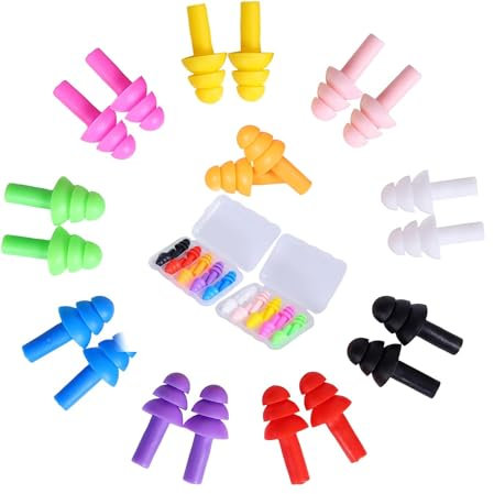 YIAGUN Silicone Ear Plugs for Sleep Noise Cancelling,Soft Reusable Moldable Earplugs for Sleeping Swimming Snoring Concert Work Travel Hearing Protection (10 Pairs)