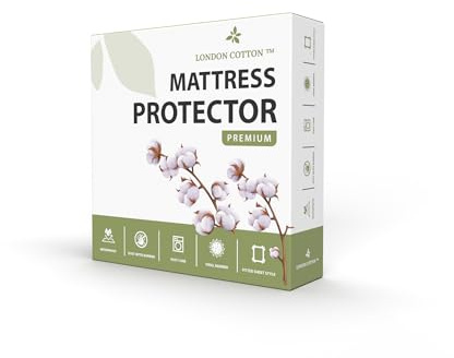 London Cotton Premium California King Size Mattress Protector 100% Waterproof Mattress Protector Breathable Deep Pocket Washable Bed Cover (California King)