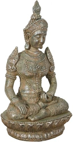 Biscottini Buddha-Statue L 42,5 x T 38,5 x H 75,5 cm – Buddah aus bemaltem Harz – Dekofigur für den Innen- und Außenbereich