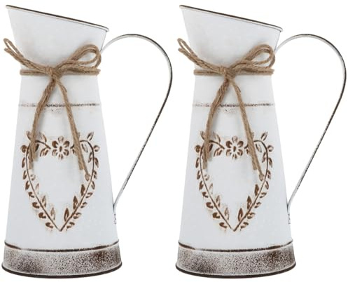 MAGICLULU 2 Pièces Bouilloire Pot De Fleur en Métal Seau À Ordures Faux Roses Décorations De Mariage en Plein Air Vase Plante Intérieur Extérieur Plante Seau De Fleur De Mariage Maison Fer