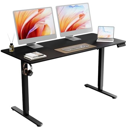 ERGOMAKER Höhenverstellbarer Schreibtisch Elektrisch für Homeoffice140x60cm | Ergonomischer Schreibtisch, Memory-Funktion. Für Homeoffice, Lernen & Gaming. 4-teilige Platte, höhenverstellbar.