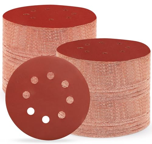 100 Stück Schleifpapier 125mm Klett, 1000 Körnung Profi 125 Schleifscheiben Rund 8 Loch für Exzenterschleifer (100 Stück,1000 Körnung）