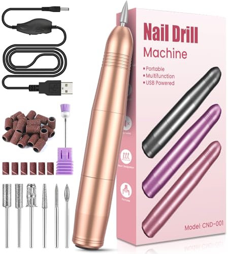 Ponceuse pour Ongles, Lime a Ongle Electrique Professionnel Ponceuse 20000RPM, Portable Lime Electrique Nail Drill, Kit Manucure Electrique Acrylique et en Gel, Salon
