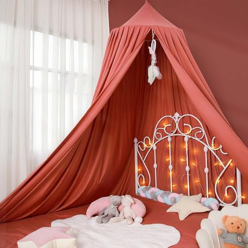 Odot Betthimmel Babybett, Stilvoll Modernität Betthimmel Mädchen und Jungen Himmelbett Vorhänge Kinder Baldachin Kinderzimmer Rund Hängende Princess Moskitonetz für Babyzimmer (60cm,Orange)