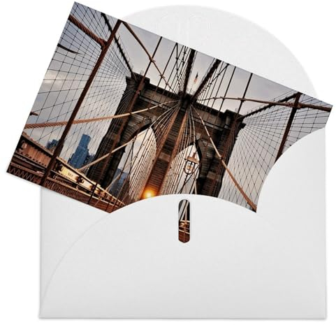 Grußkarten mit Umschlägen, blanko, Foto von Brooklyn Bridge, Dankeskarte, Notizkarten für Party, faltbare Blanko-Karte für Geburtstag, blanko, Grußkarten, Einladungskarte, 20,3 x 15,2 cm