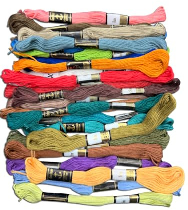 Nuovo assortimento di 50 matassine di filo di cotone Anchor per ricamo a punto croce, 100% filo di cotone, confezione da 50. Include un pacchetto gratuito di 5 aghi a occhio grosso e 2 matassine di