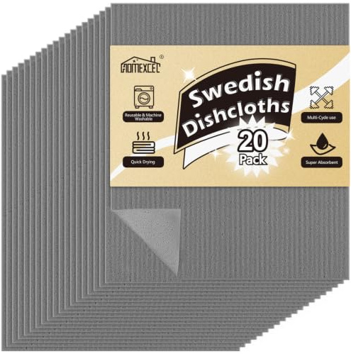 HOMEXCEL 20PK Swedish Dishcloths for Kitchen, Absorbent Dish Cloths, 7x6in