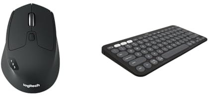 Logitech M720 Triathlon Multi-Device Wireless Mouse, Bluetooth, USB Unifying Receiver & Pebble Keys 2 K380s, Multi-Device Bluetooth Wireless Keyboard with Customisable Shortcuts,Slim and Portable