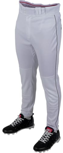 Rawlings Herren Pro 150 Series Baseball Pant | Jogger Fit | Adult Sizes | Solid & Piped Options Hose, Weiß/Schwarz, Large
