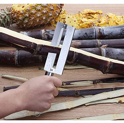 Fruits Peeler Cutter, Stainless Steel Sugarcane Peeling Knife Metal Pineapples Eye Removal Clips Sugar Cane Paring Knife Pineapples Eye Peeler (All steel sugar cane knife)